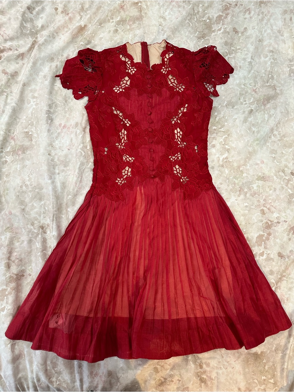 Red Lace Fit & Flare Mini Dress - Picture 2 of 6